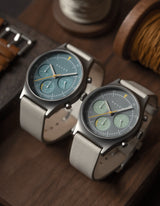 Offwhite solar chronograph leather strap watches