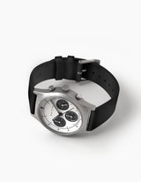 Black Solar chronograph leather strap watches