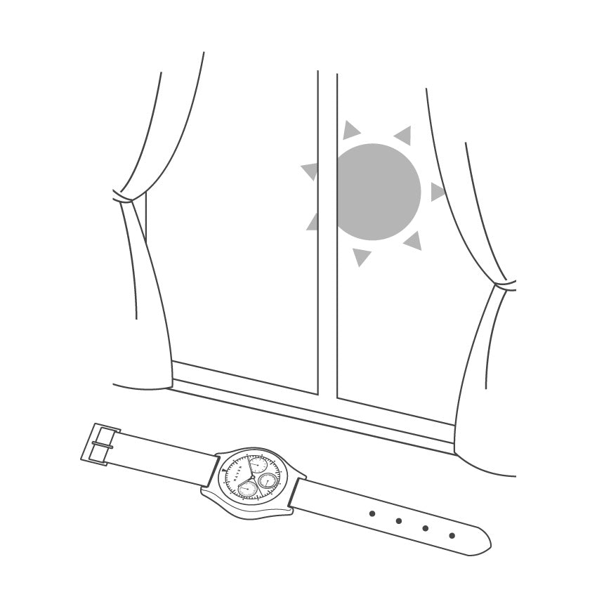 By a window (Direct sunlight on a clear day)