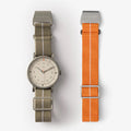 MUS-01 KHAKI P 34MM + ORANGE PARACHUTE STRAP SET