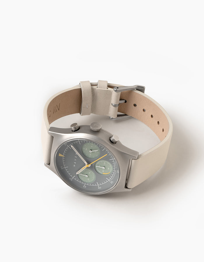 Offwhite solar chronograph leather strap watches