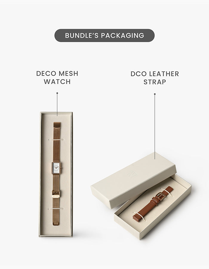 CHEVRON MESH 18MM + BLACK LEATHER STRAP SET