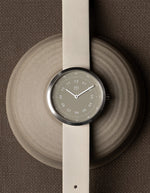 SMOKE GREEN OFFWHITE 34MM + NAVY LEATHER STRAP SET  (SILVER)