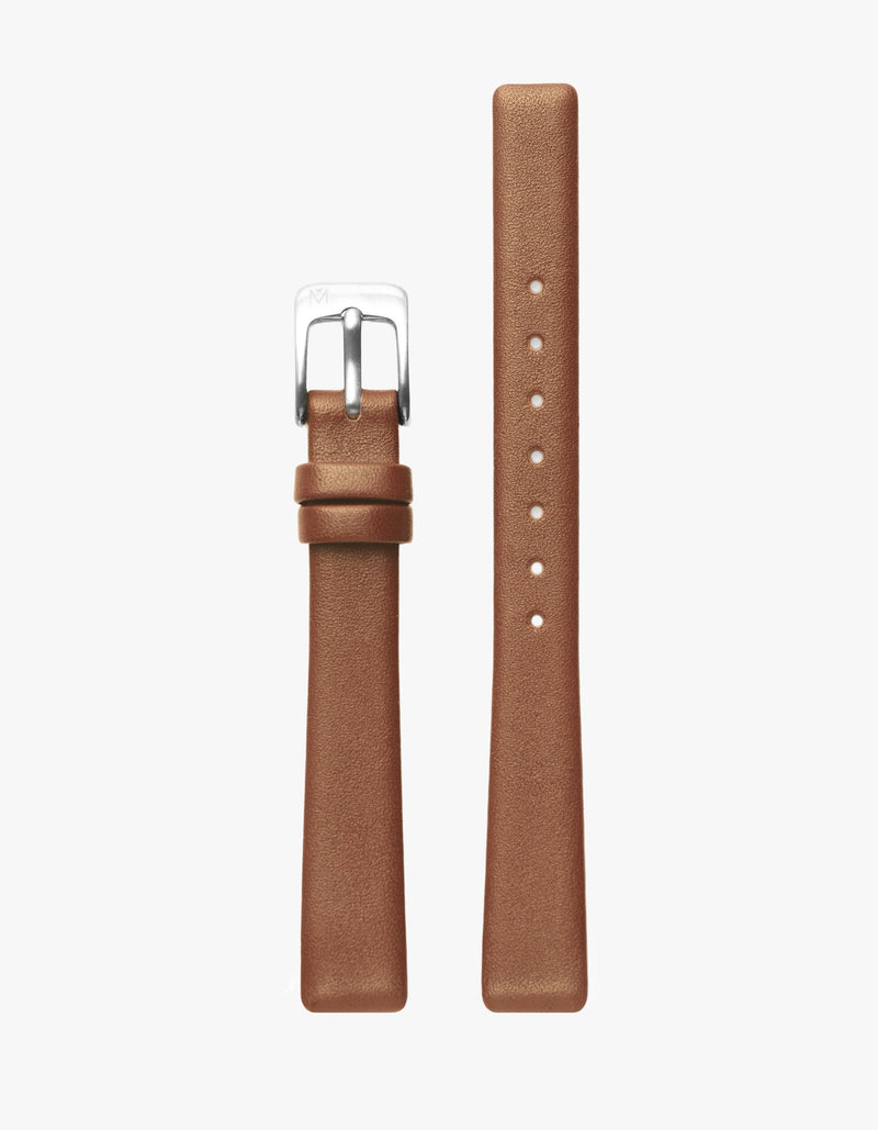 12mm Brown Leather Strap (Silver)
